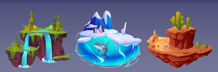 floating island platform for game ui design vector