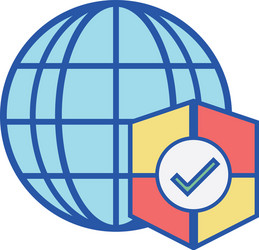 global connect with shield to security information vector image