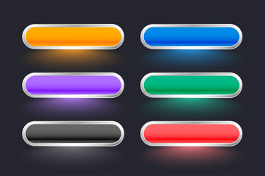 set of six colorful web button sign with empty vector image