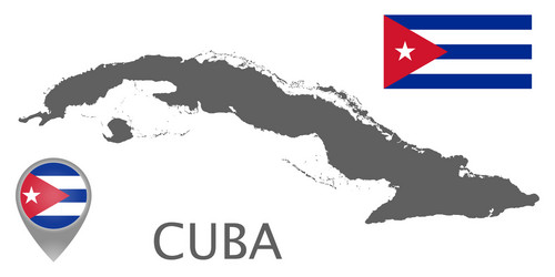 Cuba Map with Flag and Pointer vector image