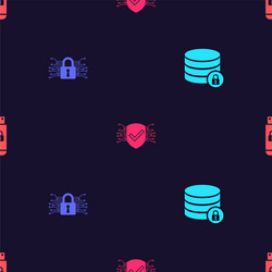 set server security with lock cyber and usb vector image