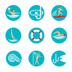 Water sports icons vector