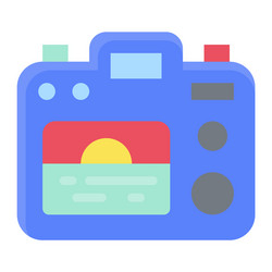 Camera with sunset icon summer vacation related vector