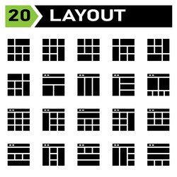 layout icon set include grid dashboard vector image