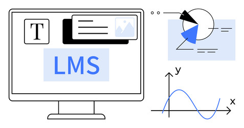 learning management system interface with graphs vector image