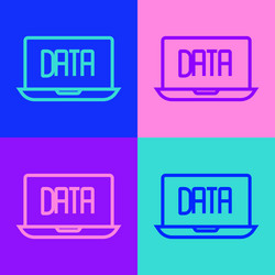 pop art line data analysis icon isolated on color vector image