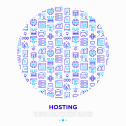 hosting concept in circle with thin line icons vector image