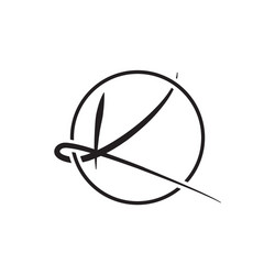 k letter script on circle lines design vector image