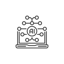 laptop computer with ai brain artificial vector image