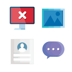 set icons insecurity and technology error vector image