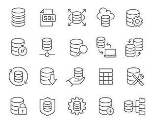 Database Icon Set - Editable Stroke vector image