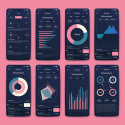 Different ui ux gui screens and flat web icons vector