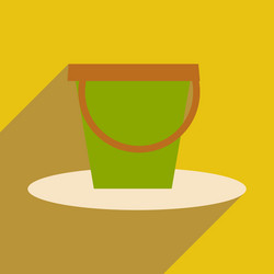 Flat with shadow icon and mobile application pail vector