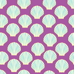 Seamless pattern with hand drawn scallop shells vector