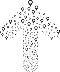 upwards path arrow shape with map marker vector image