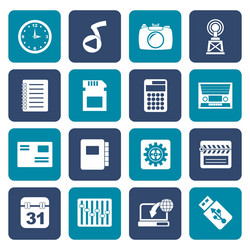 Flat phone performance internet and office icons vector