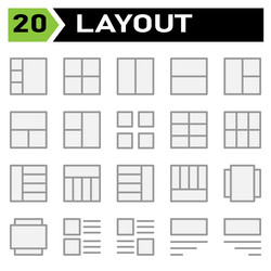 layout icon set include grid dashboard vector image