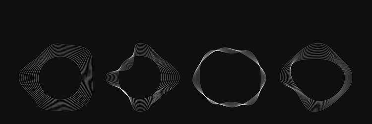 set of round curved frames with dynamic wavy vector image