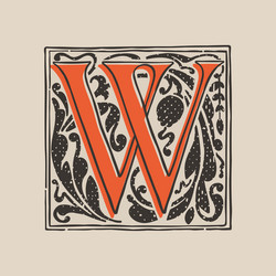 Gothic style letter w logo calligraphy uppercase Vector Image