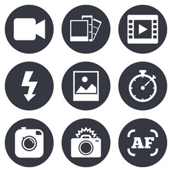Camera & Photo Icons - Flash, Timer, Frame vector