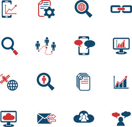 data analytic and social network icon set vector