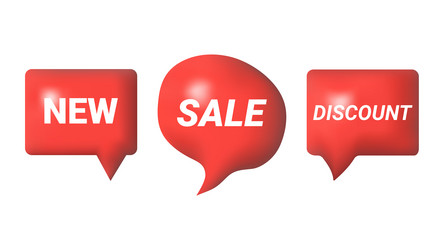 3d speech bubbles different shapes message icon vector image