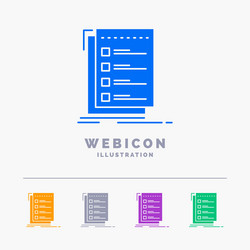 Check checklist list task to do 5 color glyph web vector