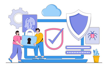 flat computer security safety internet technology vector image