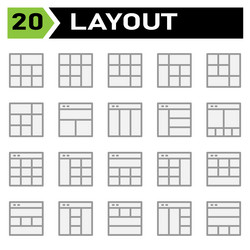 layout icon set include grid dashboard vector image