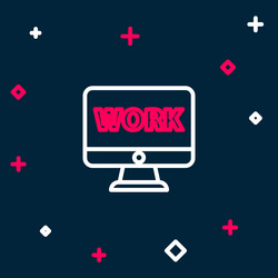 line computer monitor with text work icon vector image