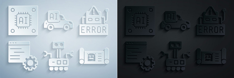 set robot error in computer api interface vector image