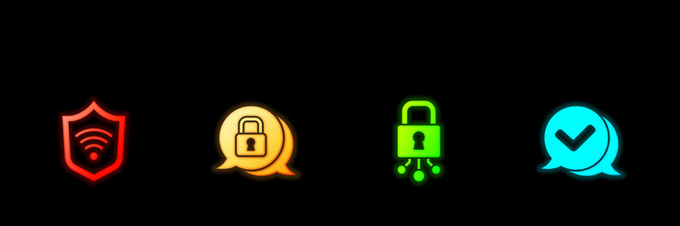 set shield with wifi wireless cyber security vector image