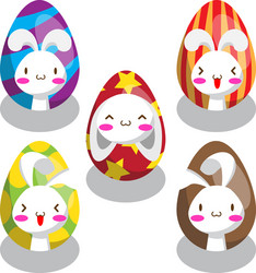 Colorful Easter Eggs with Bunnies Vector Image