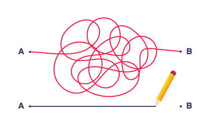 complex and easy simple way from point a to b vector image