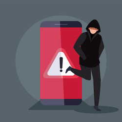 hacker with smartphone device icon vector image