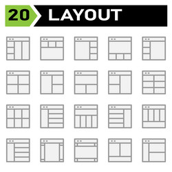 layout icon set include grid dashboard vector image