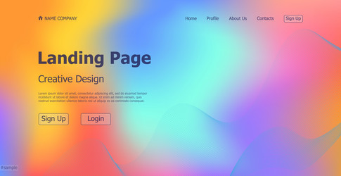 Gradient colorful web template landing page vector