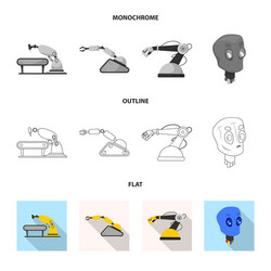 isolated object of robot and factory logo vector image