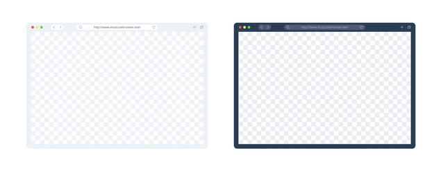 Web browser template set in light and dark mode vector