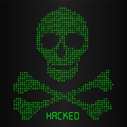 Digital binary code in skull and bone danger icon vector