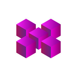 image with red five 3d cubes game element vector image