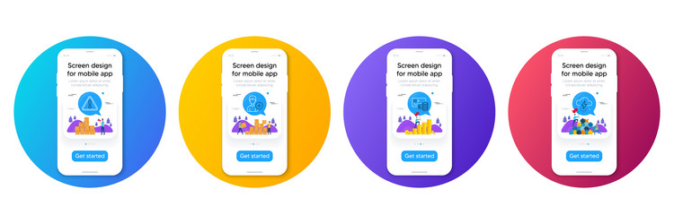 minimal set of card warning and add person line vector image