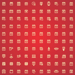 calendar 100 icons universal set for web and ui vector image