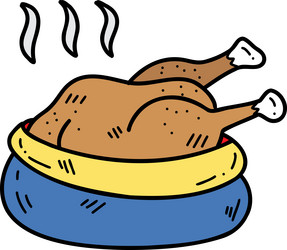 hand drawn roast turkey vector