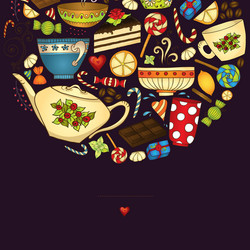 Tea coffee and sweets doodle seamless pattern Vector Image