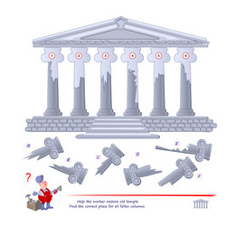 Fallen Columns Puzzle - Restore Temple vector image