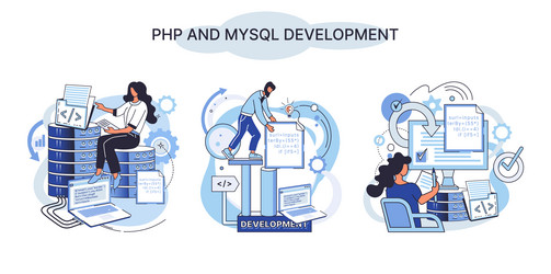 php and mysql development software website vector image
