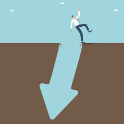 man falls into hole in form of an arrow down vector image
