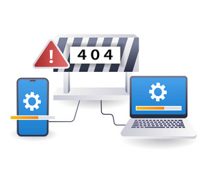 repair warning error code 404 flat isometric 3d vector image