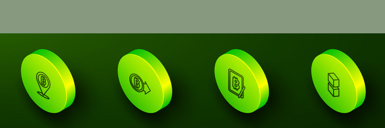 set isometric line bitcoin mining from vector image